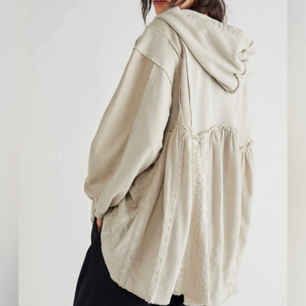 Free People Oversized Sage Green Hoodie Tunic - Picture 2 of 9